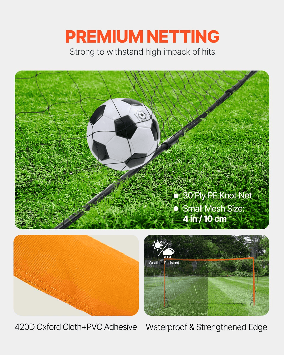 12x6 ft Portable Soccer Goal Kids Soccer Net Carry Bag Backyard Training Orange