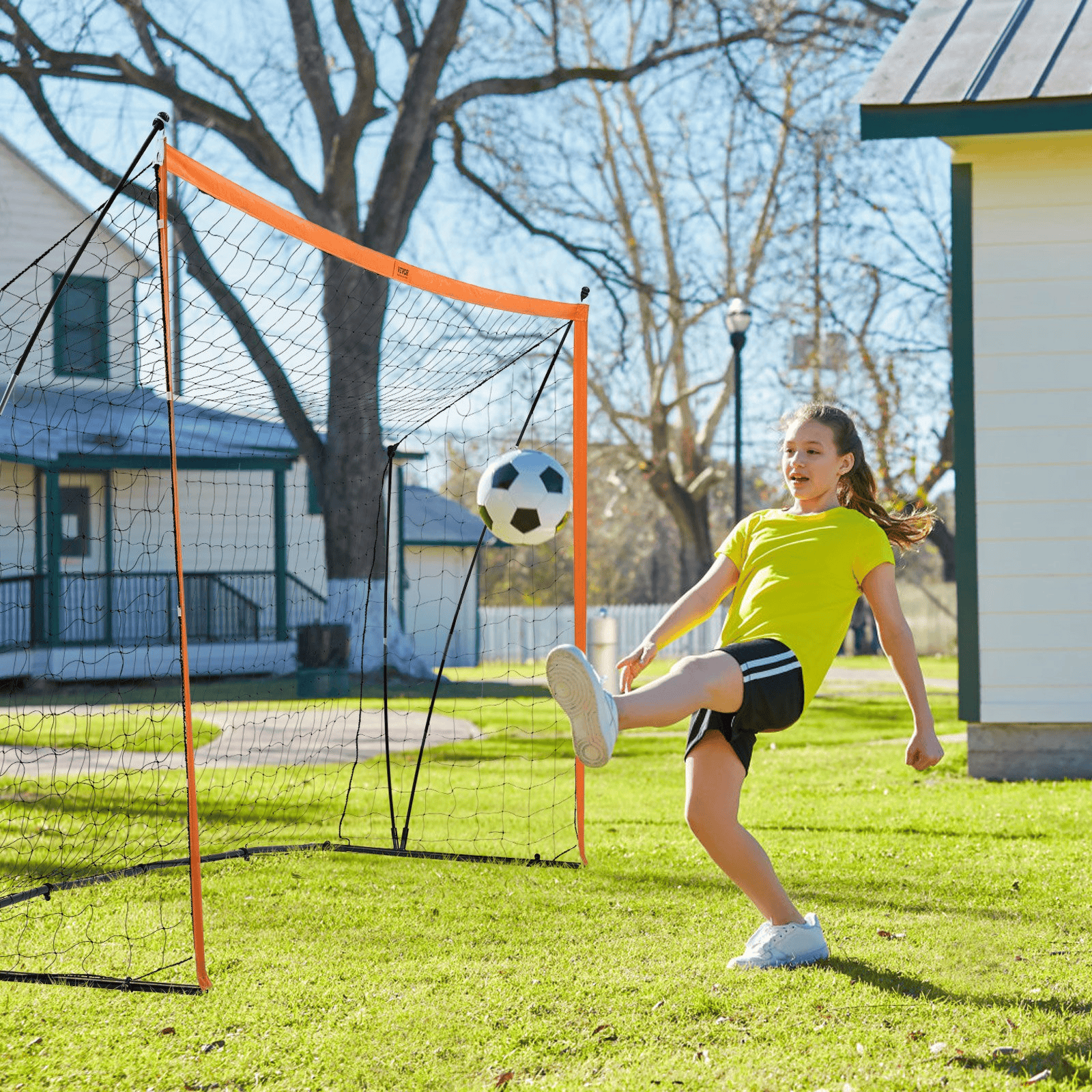 12x6 ft Portable Soccer Goal Kids Soccer Net Carry Bag Backyard Training Orange