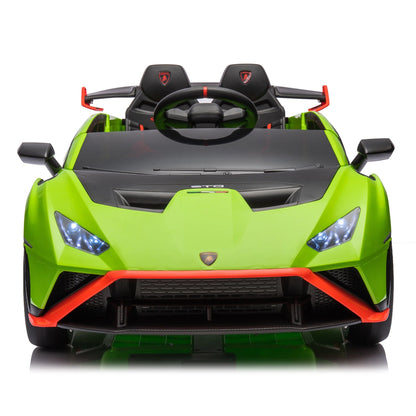 Lamborghini Huracan Sto 24V Kids Electric Ride-On Drift Car: Speeds 1.86-5.59 MPH, Ages 3-8, Foam Front Wheels, 360° Spin, LED Lights, Dynamic Music, Early Learning, USB Port, Drift Feature