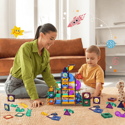 Magnetic Tiles Marble Run 111 PCS STEM Toy Educational Learning Game for Kids