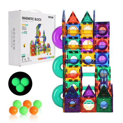 Magnetic Tiles Marble Run 111 PCS STEM Toy Educational Learning Game for Kids