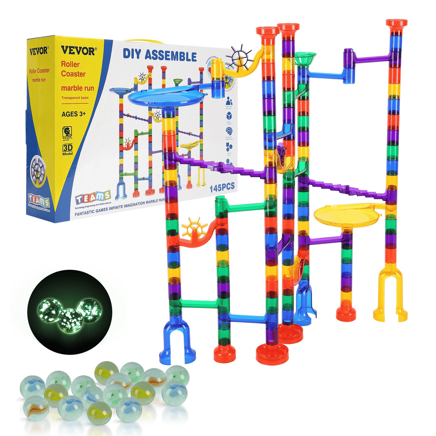 Marble Run Set 145 PCS Building STEM Toy Educational Learning Gift for Kids