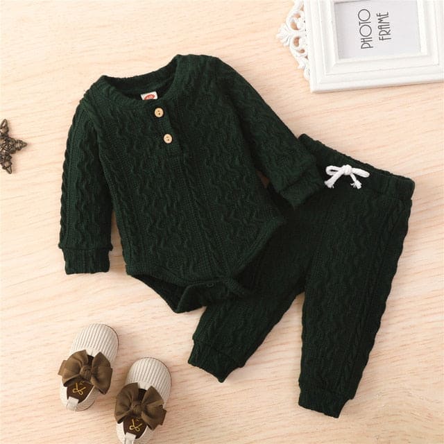 Twice the Charm: 2Pcs Suit Toddler Long Sleeve Romper Set for Style and Comfort!