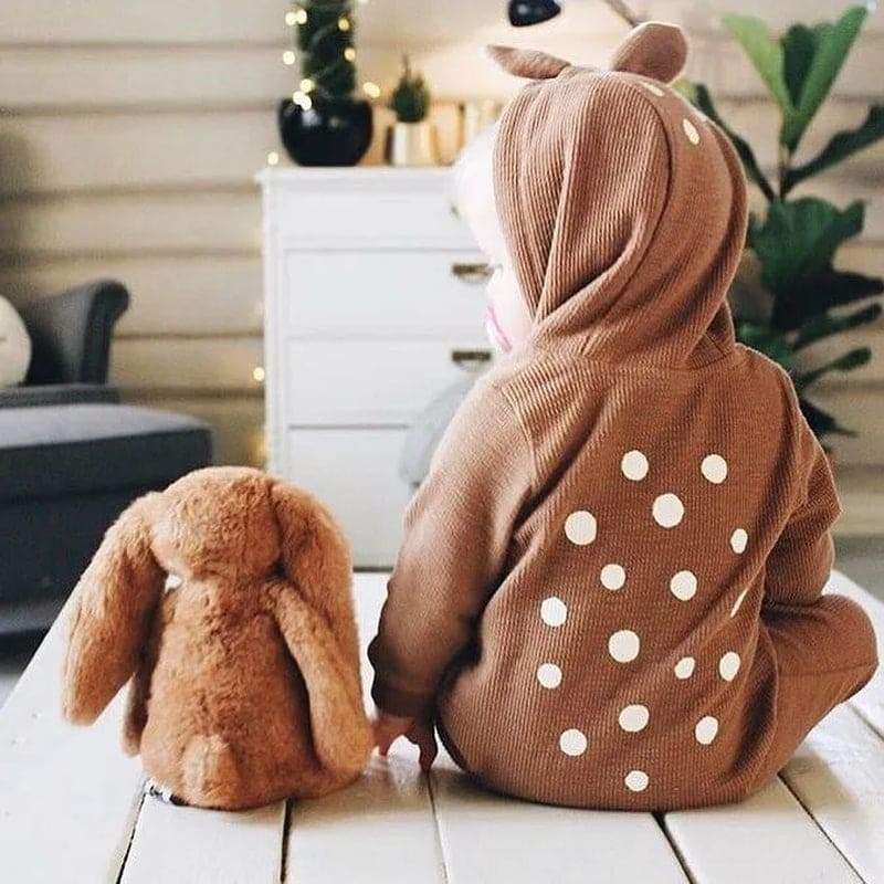 Cute Animal Bear Long Sleeve Cotton Newborn Baby Rompers Back Polka Baby Costume Clothing Outfit Boy Clothes Toddler Jumpsuit