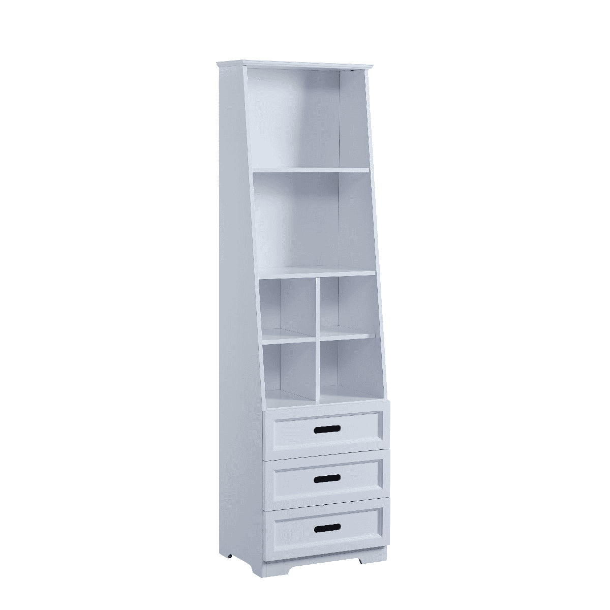 Tall white bookcase with toy storage  | Kids bookcase