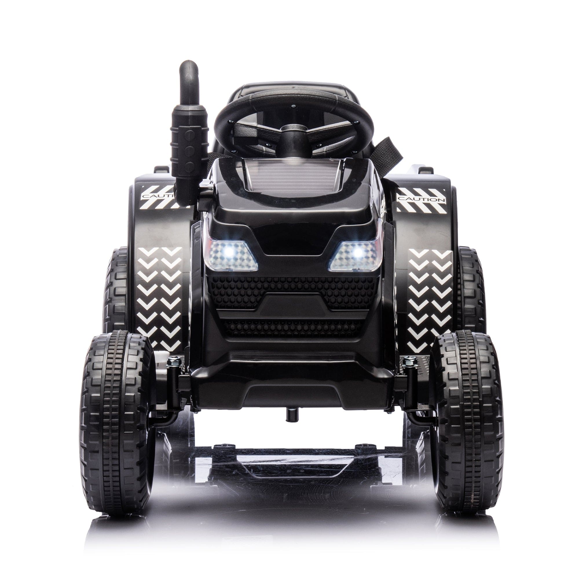 12V Kids Ride On Electric Tractor Black Knight,Kids Ride On Toy.2WD,Non-skid tires, steering wheel, foot pedal,With Removable storage tug,Light,Bluetooth,Music,MP3,USB,Power Display For Kids Aged 2-3.