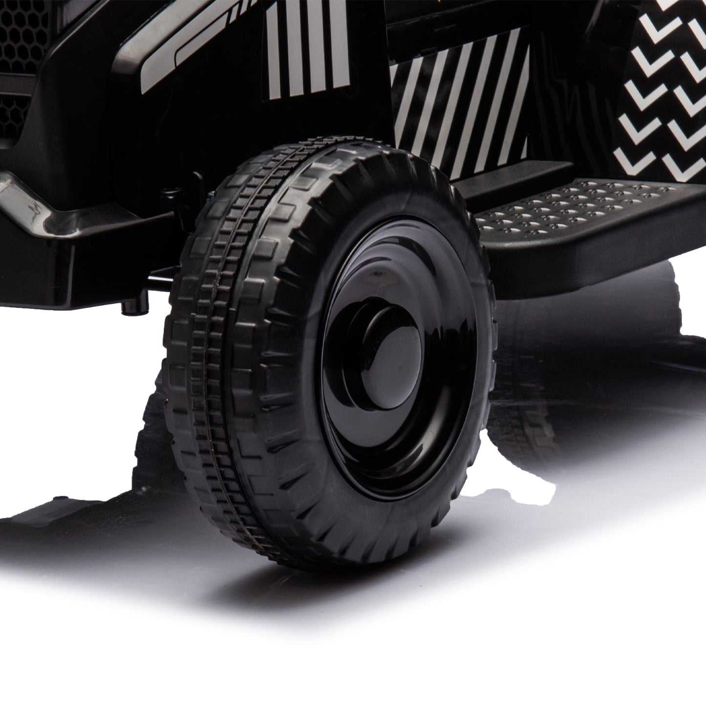 12V Kids Ride On Electric Tractor Black Knight,Kids Ride On Toy.2WD,Non-skid tires, steering wheel, foot pedal,With Removable storage tug,Light,Bluetooth,Music,MP3,USB,Power Display For Kids Aged 2-3.