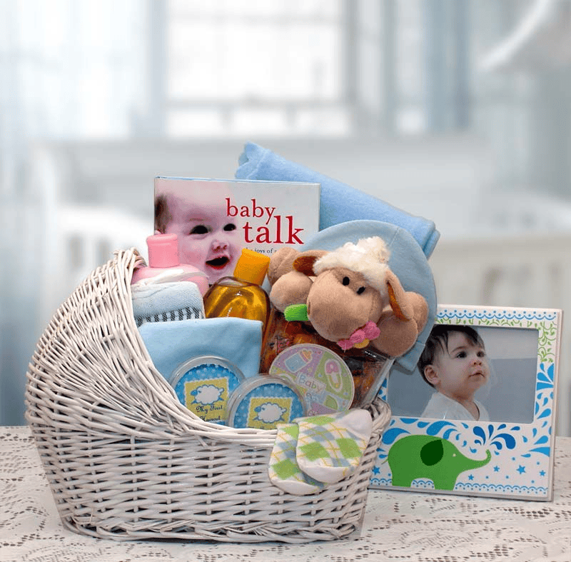 Bundle of Joy Baby Boy Bassinet Gift Basket - Blue Edition