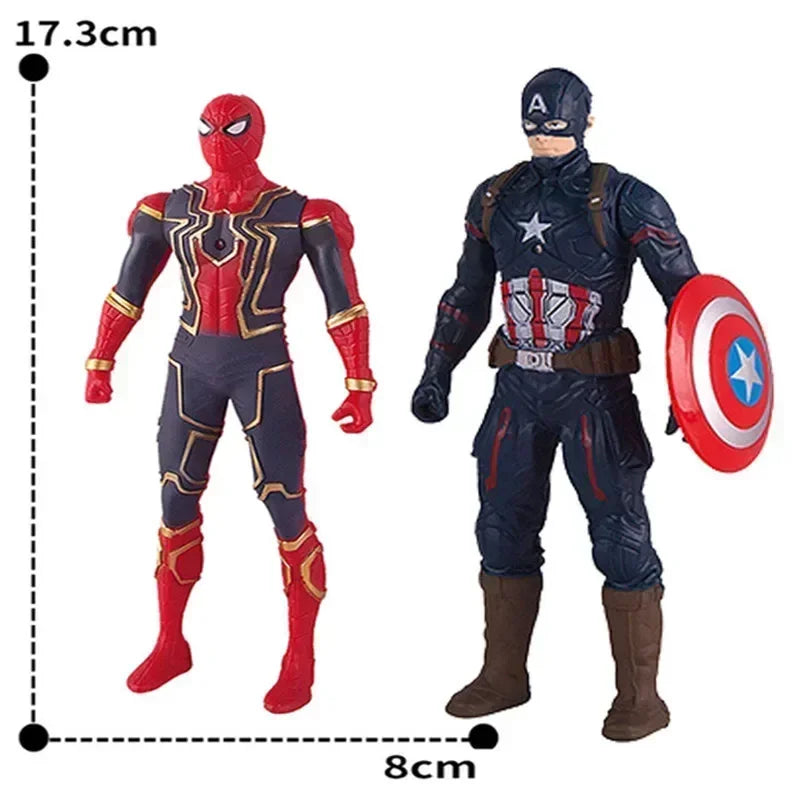 17 Cm Children Toys Marvel Anime Figures Spiderman Hulk Action Figure Iron Man Cartoon Kids Toy Christmas Gift Glow Doll Hobbies