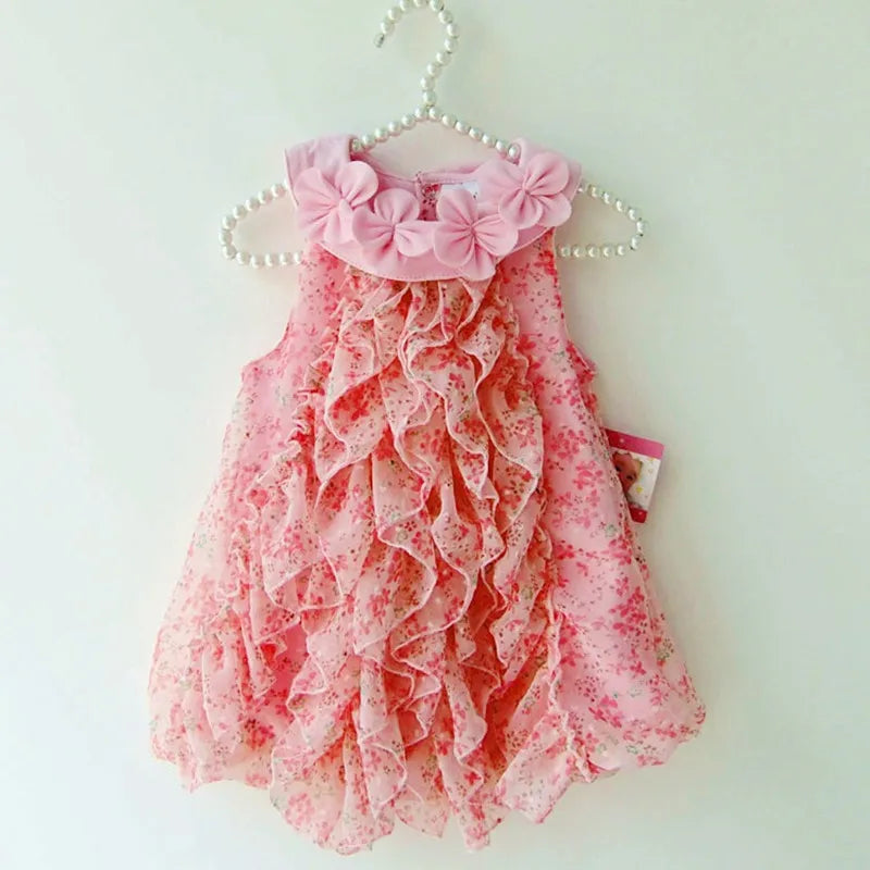 Blooming Beauty: Sleeveless Chiffon Girls' Dress