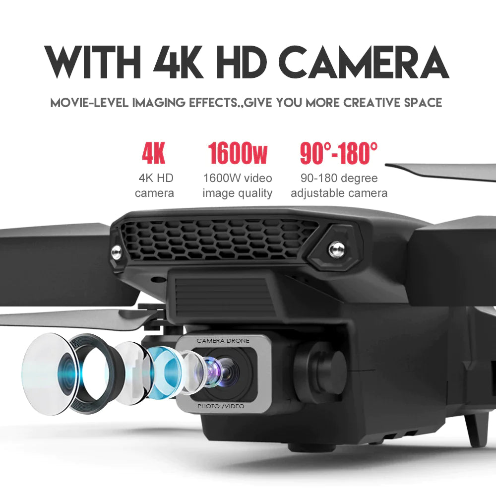 New RC Drone With 4K HD Dual Camera WiFi FPV Foldable Quadcopter +4 Battery