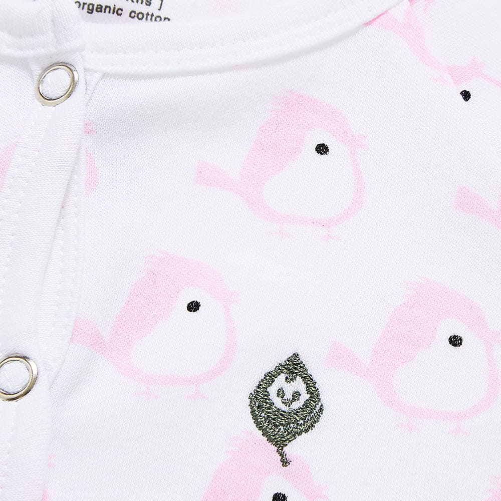 The Pink Birdie -  Long Romper - 100% Organic