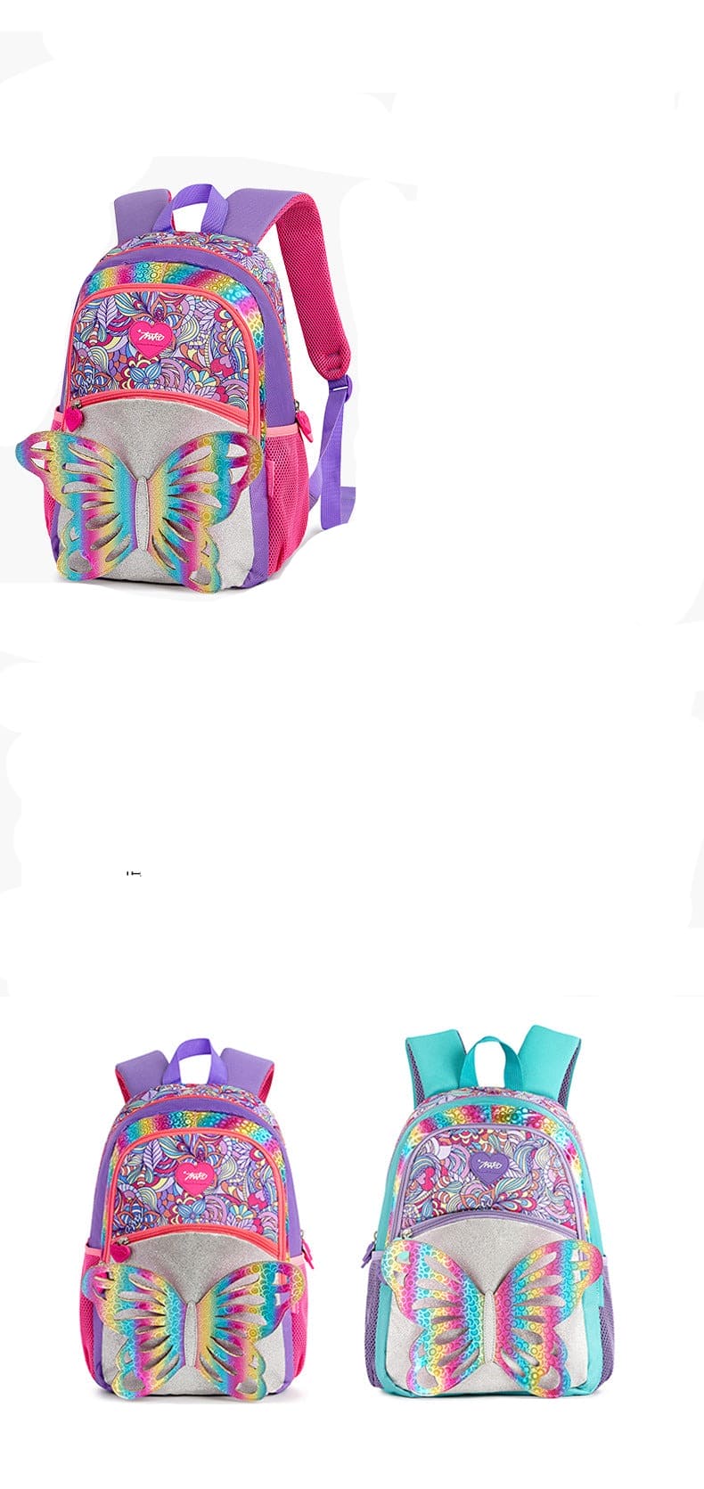 Rainbow Butterfly Bliss: 3D Colorful Kids' Backpack for Girls! 🌈🦋🎒