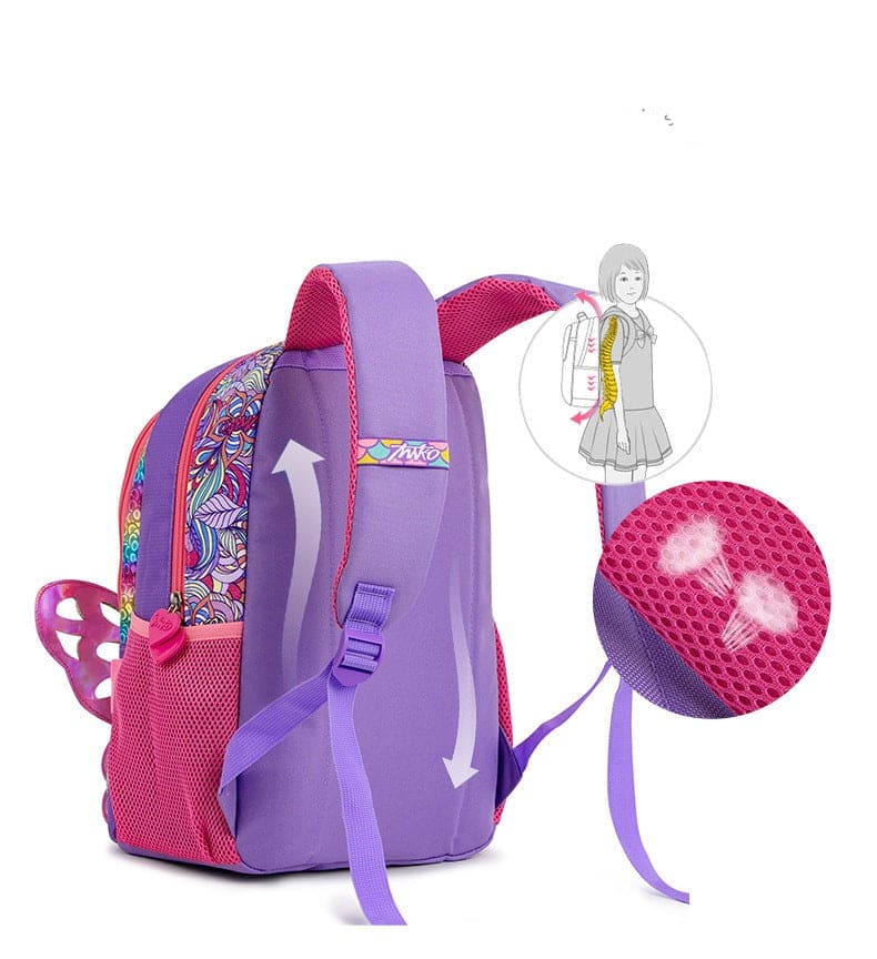 Rainbow Butterfly Bliss: 3D Colorful Kids' Backpack for Girls! 🌈🦋🎒