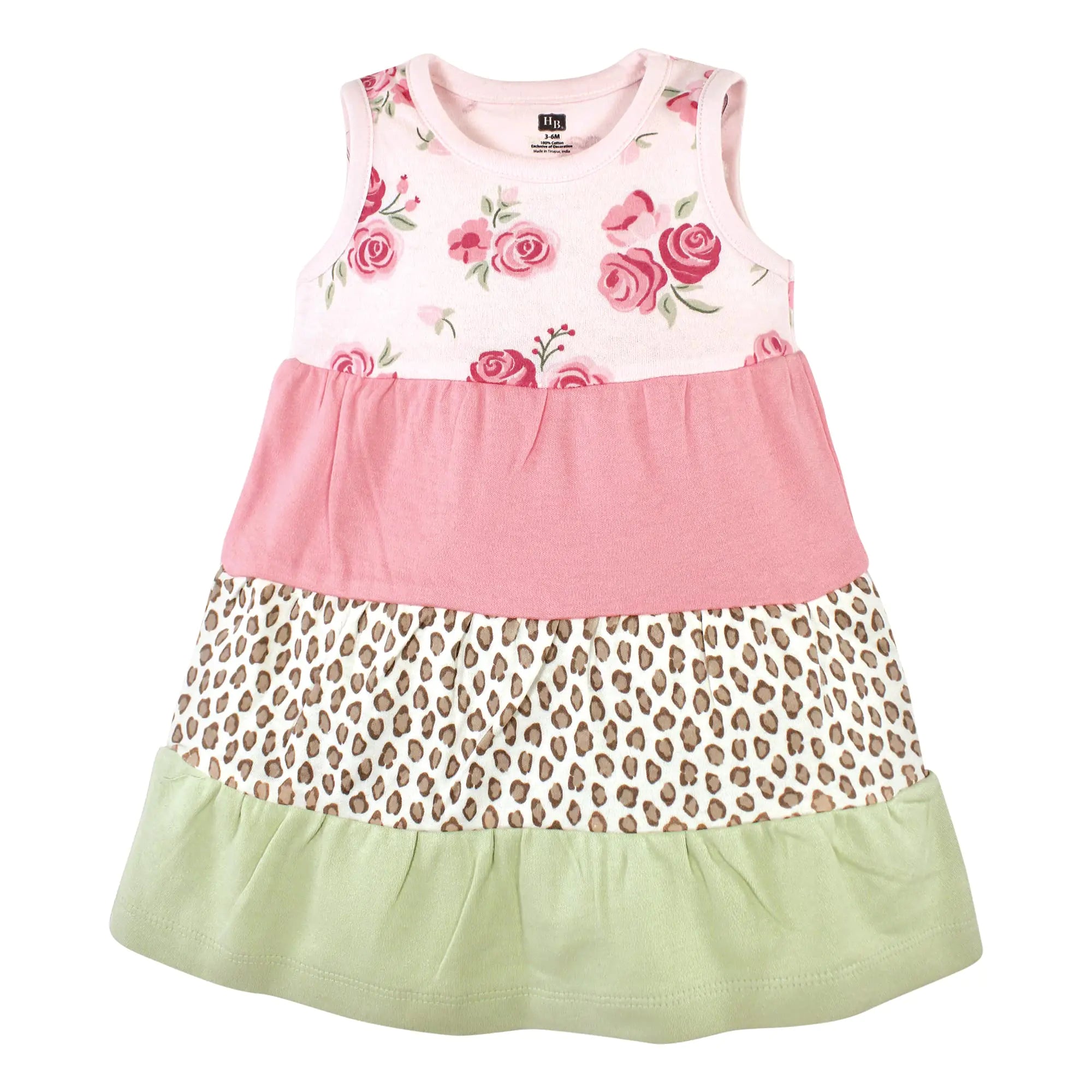 Hudson Baby Baby Girls' Cotton Dresses 6 Years Multicolor Blush Rose Leopard