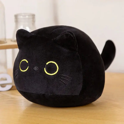 Plush Pillow Round Black Cat