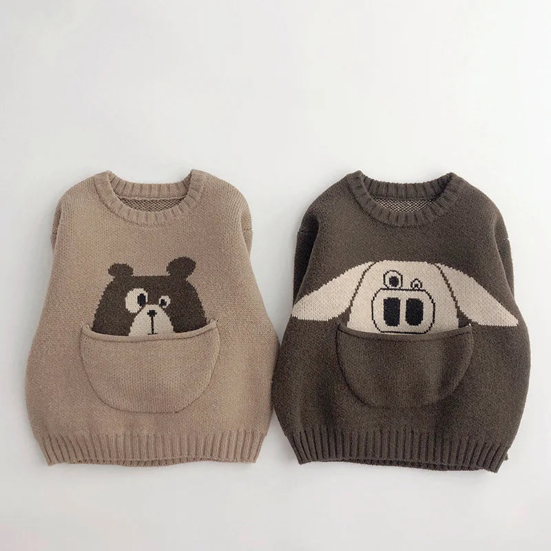 KiddyKnit Koreana – Cartoon Charm Pullover for Trendy Tots 🌟