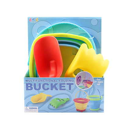 Fold & Fun Telescopic Beach Bucket: Portable Sand Toy and Multi-Purpose Storage for Kids' Summer Adventure