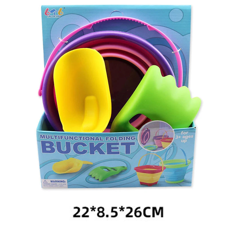 Fold & Fun Telescopic Beach Bucket: Portable Sand Toy and Multi-Purpose Storage for Kids' Summer Adventure