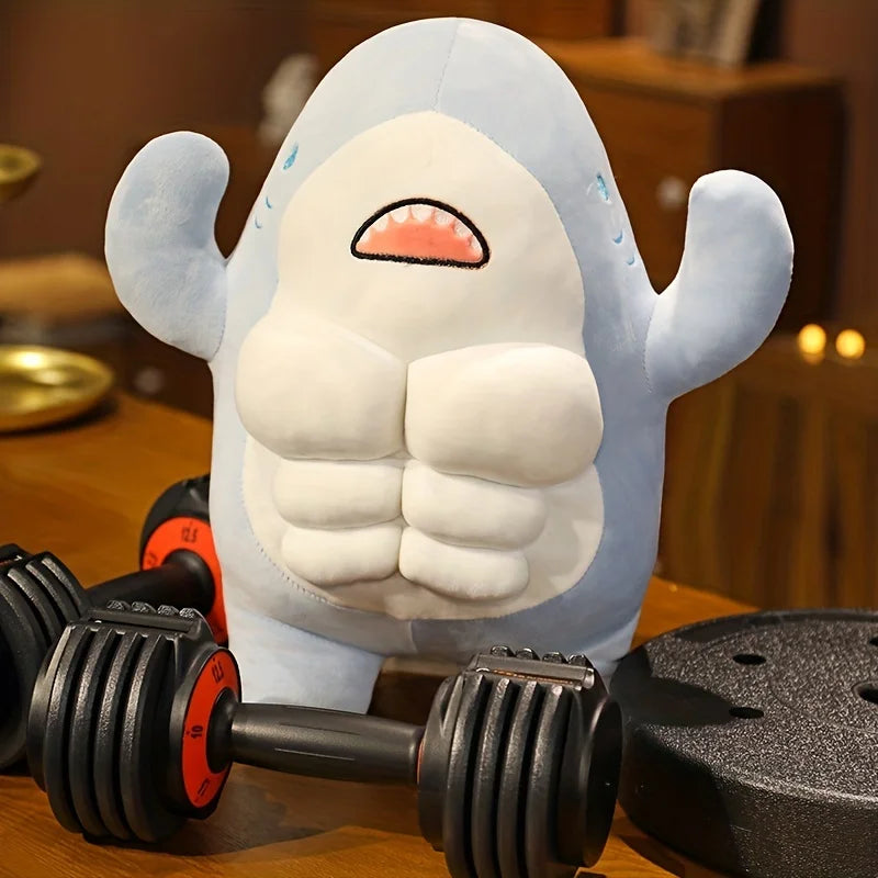 Whale of a Cuddle: Jumbo Muscle Shark Plushie