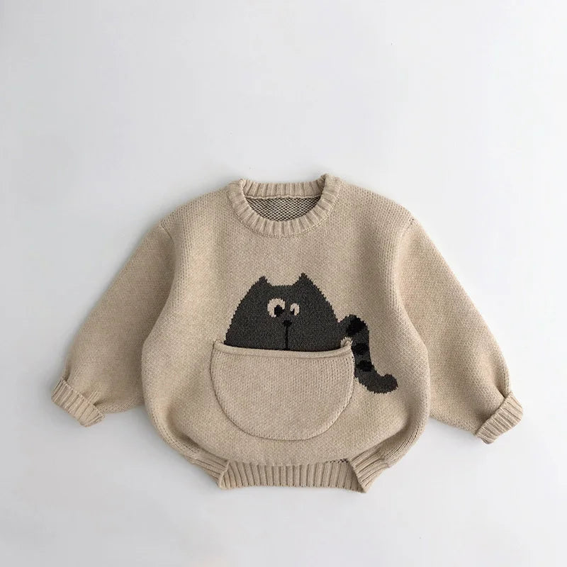 KiddyKnit Koreana – Cartoon Charm Pullover for Trendy Tots 🌟