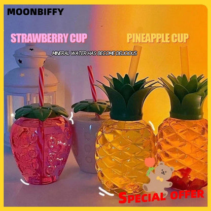 Fruity Fun Water Bottle: 500ml Portable Cartoon Fruit Shape Straw Cup for Kids