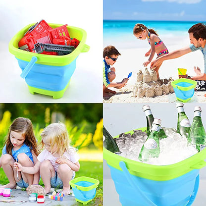 Fold & Fun Telescopic Beach Bucket: Portable Sand Toy and Multi-Purpose Storage for Kids' Summer Adventure