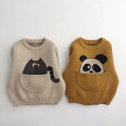 KiddyKnit Koreana – Cartoon Charm Pullover for Trendy Tots 🌟