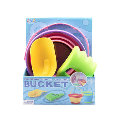 Fold & Fun Telescopic Beach Bucket: Portable Sand Toy and Multi-Purpose Storage for Kids' Summer Adventure