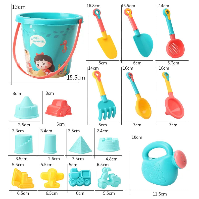 Sunny Sandcastle Fun: 18-Piece Beach Toy Set for Kids' Summer Adventures