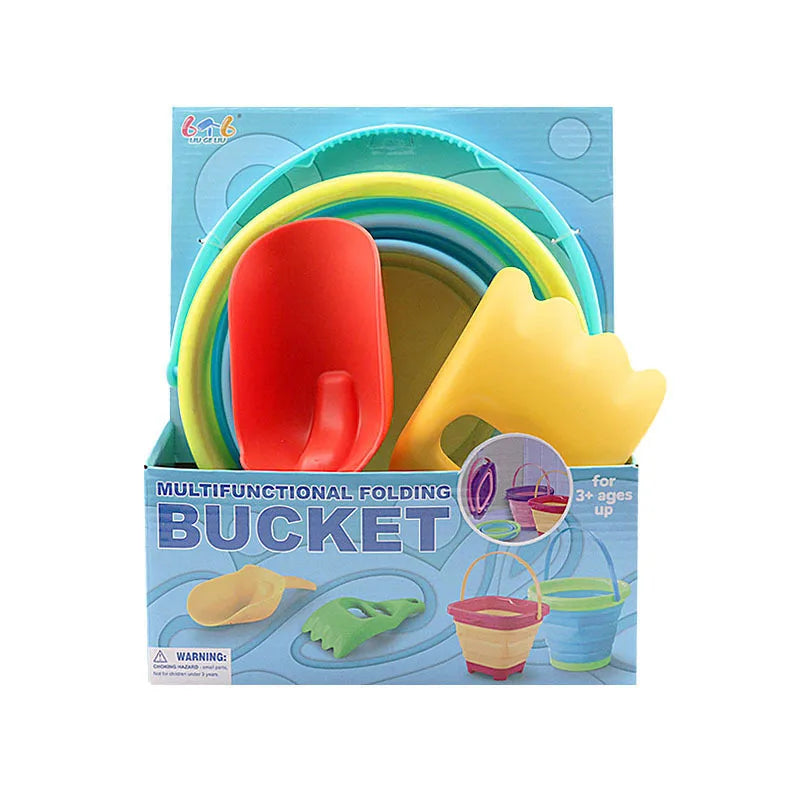 Fold & Fun Telescopic Beach Bucket: Portable Sand Toy and Multi-Purpose Storage for Kids' Summer Adventure