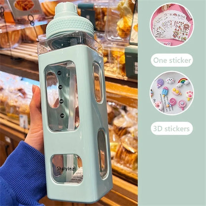 Cuddly Bear Sippy Cup: Kawaii Water Bottle with 3D Bear Sticker and Straw, BPA-Free Plastic, 700ml