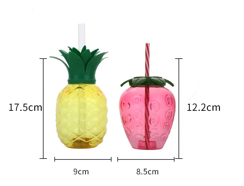 Fruity Fun Water Bottle: 500ml Portable Cartoon Fruit Shape Straw Cup for Kids