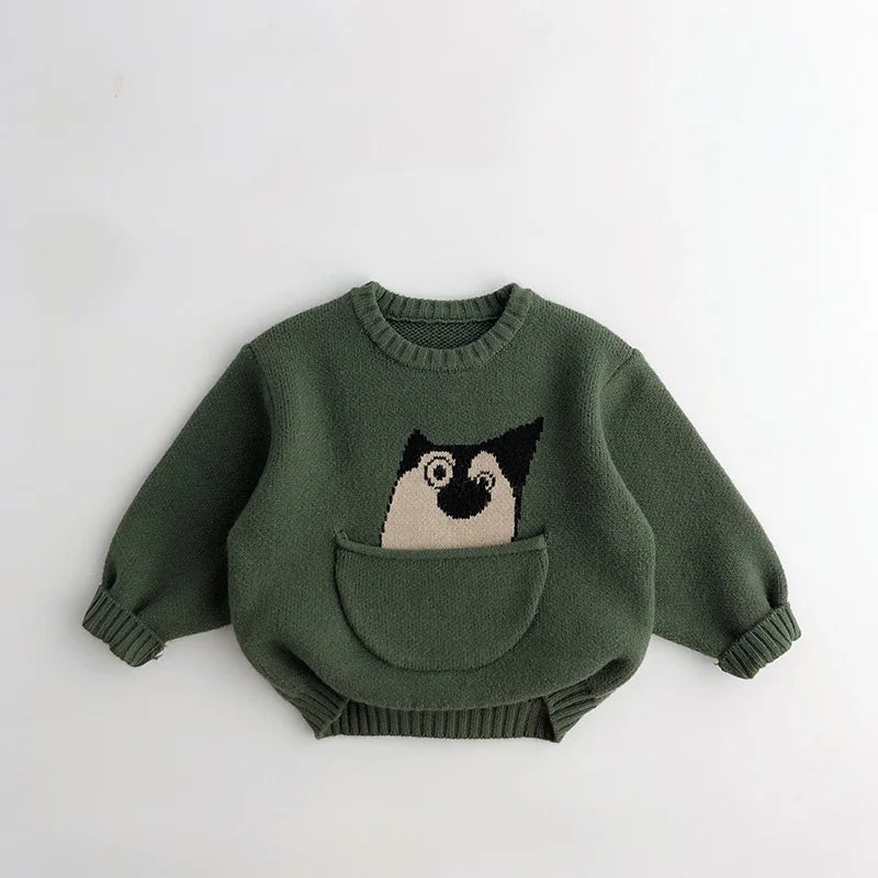 KiddyKnit Koreana – Cartoon Charm Pullover for Trendy Tots 🌟