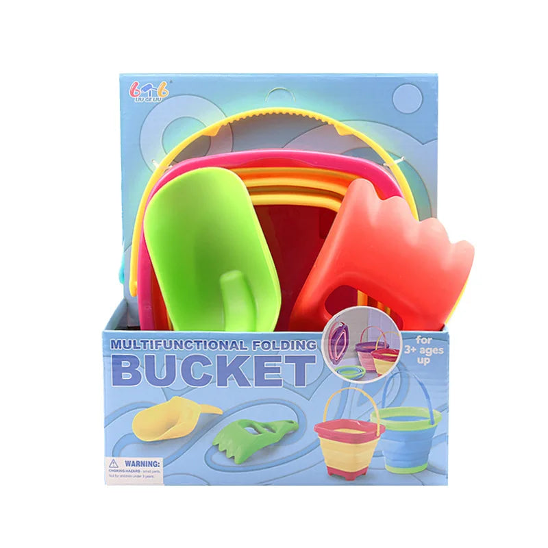 Fold & Fun Telescopic Beach Bucket: Portable Sand Toy and Multi-Purpose Storage for Kids' Summer Adventure