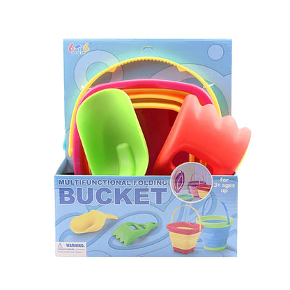 Fold & Fun Telescopic Beach Bucket: Portable Sand Toy and Multi-Purpose Storage for Kids' Summer Adventure