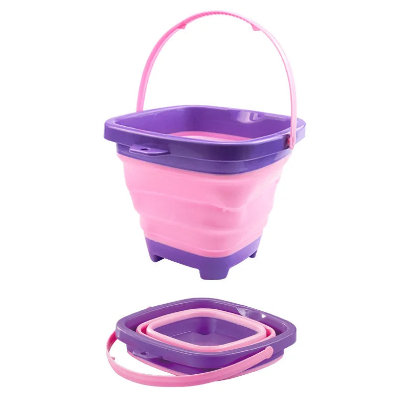 Fold & Fun Telescopic Beach Bucket: Portable Sand Toy and Multi-Purpose Storage for Kids' Summer Adventure