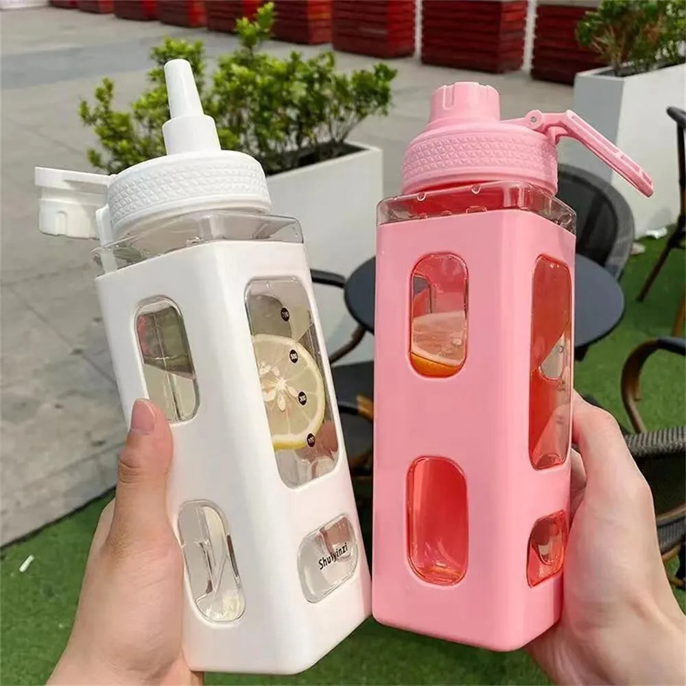 Cuddly Bear Sippy Cup: Kawaii Water Bottle with 3D Bear Sticker and Straw, BPA-Free Plastic, 700ml