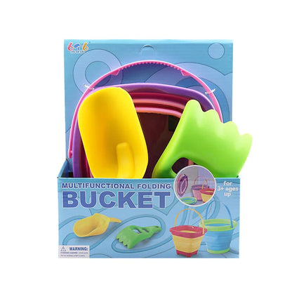 Fold & Fun Telescopic Beach Bucket: Portable Sand Toy and Multi-Purpose Storage for Kids' Summer Adventure