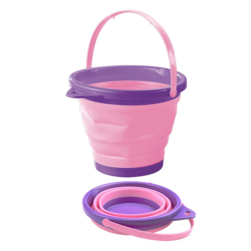 Fold & Fun Telescopic Beach Bucket: Portable Sand Toy and Multi-Purpose Storage for Kids' Summer Adventure