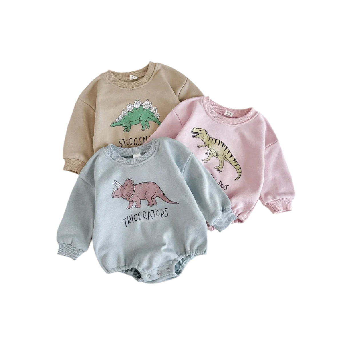 Sweatshirt with Romper Closure and Dinosaurs Multivariant-0