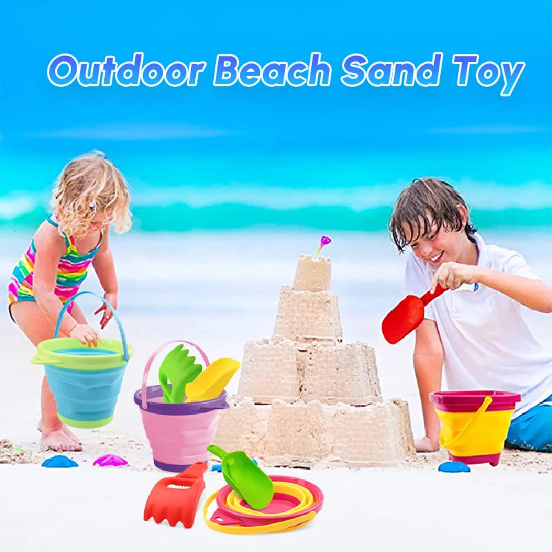 Fold & Fun Telescopic Beach Bucket: Portable Sand Toy and Multi-Purpose Storage for Kids' Summer Adventure