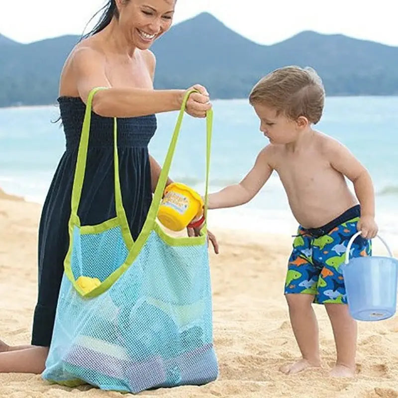 Sandy Tots Mesh Marvel: Versatile Beach & Toy Storage Bag