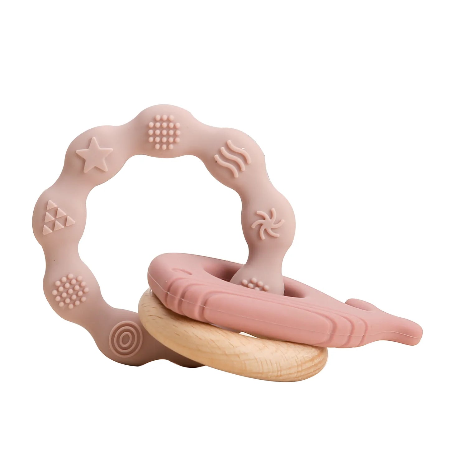 Baby Teether Music Rattle: Adorable Animal Crochet Elephant and Giraffe with Wooden Ring for Montessori Play!