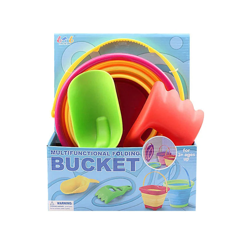 Fold & Fun Telescopic Beach Bucket: Portable Sand Toy and Multi-Purpose Storage for Kids' Summer Adventure