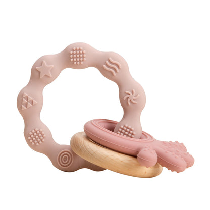 Baby Teether Music Rattle: Adorable Animal Crochet Elephant and Giraffe with Wooden Ring for Montessori Play!