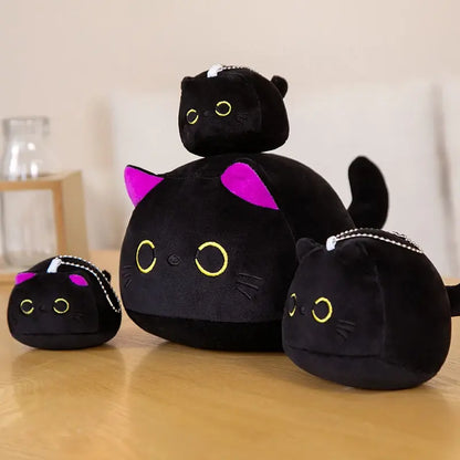 Plush Pillow Round Black Cat