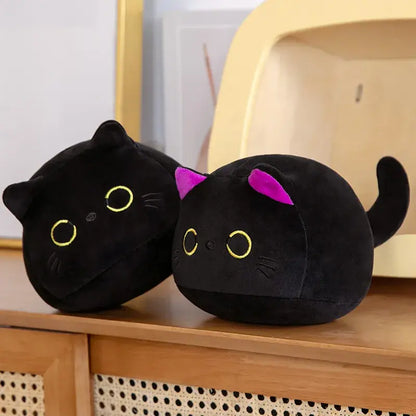 Plush Pillow Round Black Cat