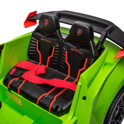 Lamborghini Huracan Sto 24V Kids Electric Ride-On Drift Car: Speeds 1.86-5.59 MPH, Ages 3-8, Foam Front Wheels, 360° Spin, LED Lights, Dynamic Music, Early Learning, USB Port, Drift Feature