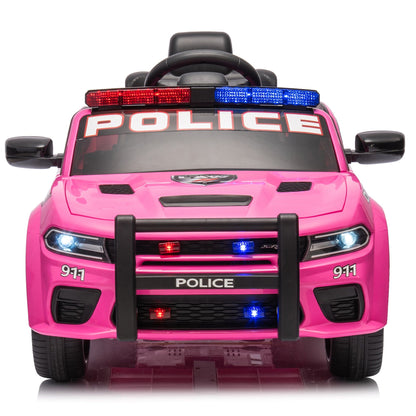 Licensed Dodge Charger,12v Kids ride on police car W/Parents Remote Control,anti-collision bar,Front& top alarm light design,Police car sticker,megaphone,three-speed,slow start,Four wheel suspension.